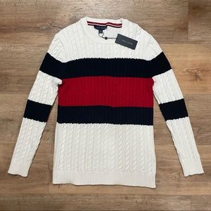 NWT Tommy Hilfiger Flag Colorblocked Cotton Cable-knit sweater